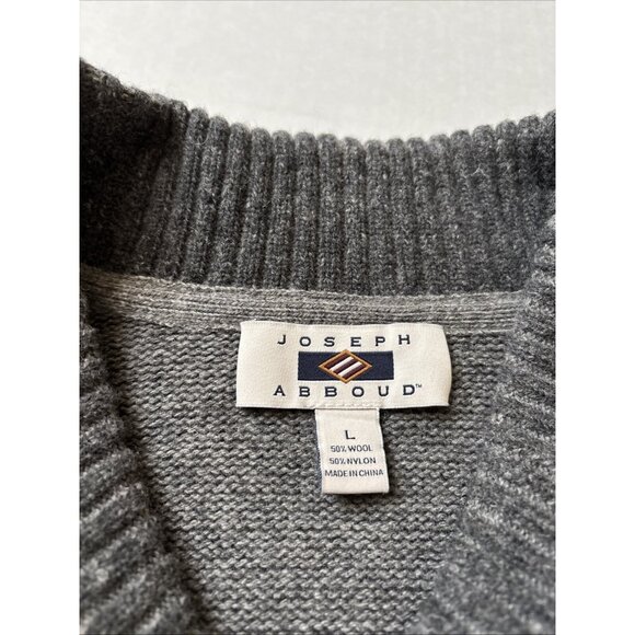 Joseph Abbound Gray Wool Blend Sweater Size Large Textured Elbows - Picture 2 of 5